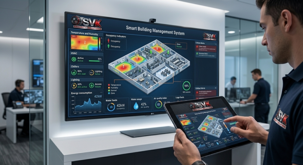 About Us 1 SMART BMS DASHBOARD ON TABLET AND WALL MONITOR by SVK Security Solutions LLP