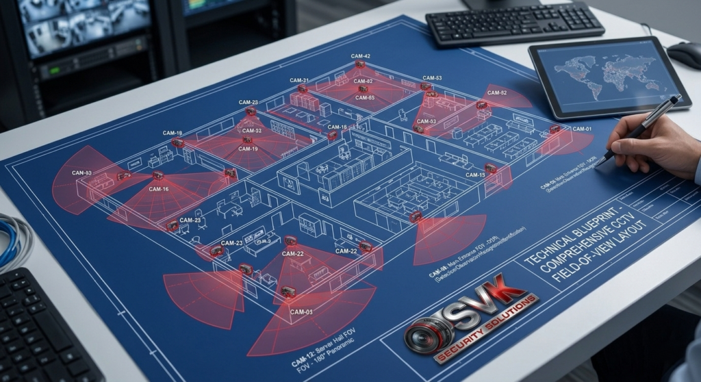 About Us 6 TECHNICAL BLUEPRINT WITH CCTV FIELD-OF-VIEW LAYOUT by SVK Security Solutions LLP